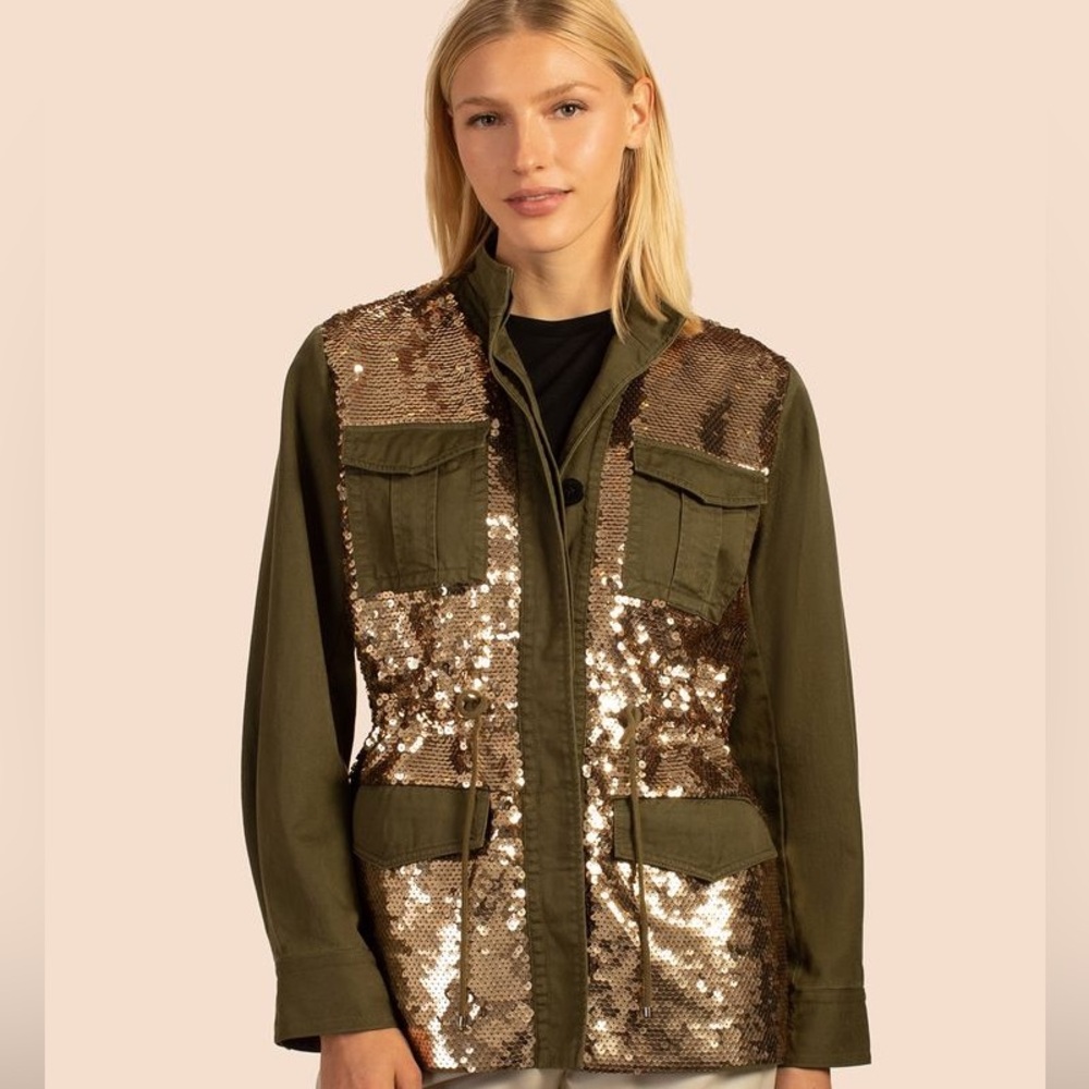 NWT Trina Turk Olive Embellished Jacket